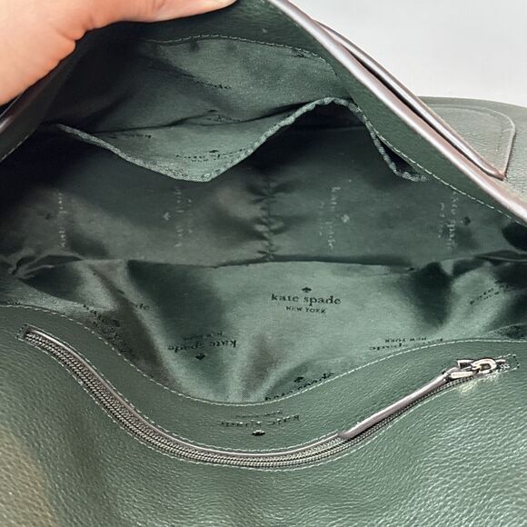 kailee medim flap shoulder bag Detachable Crossbody Strap Pebbled Hunter Green - Picture 12 of 12